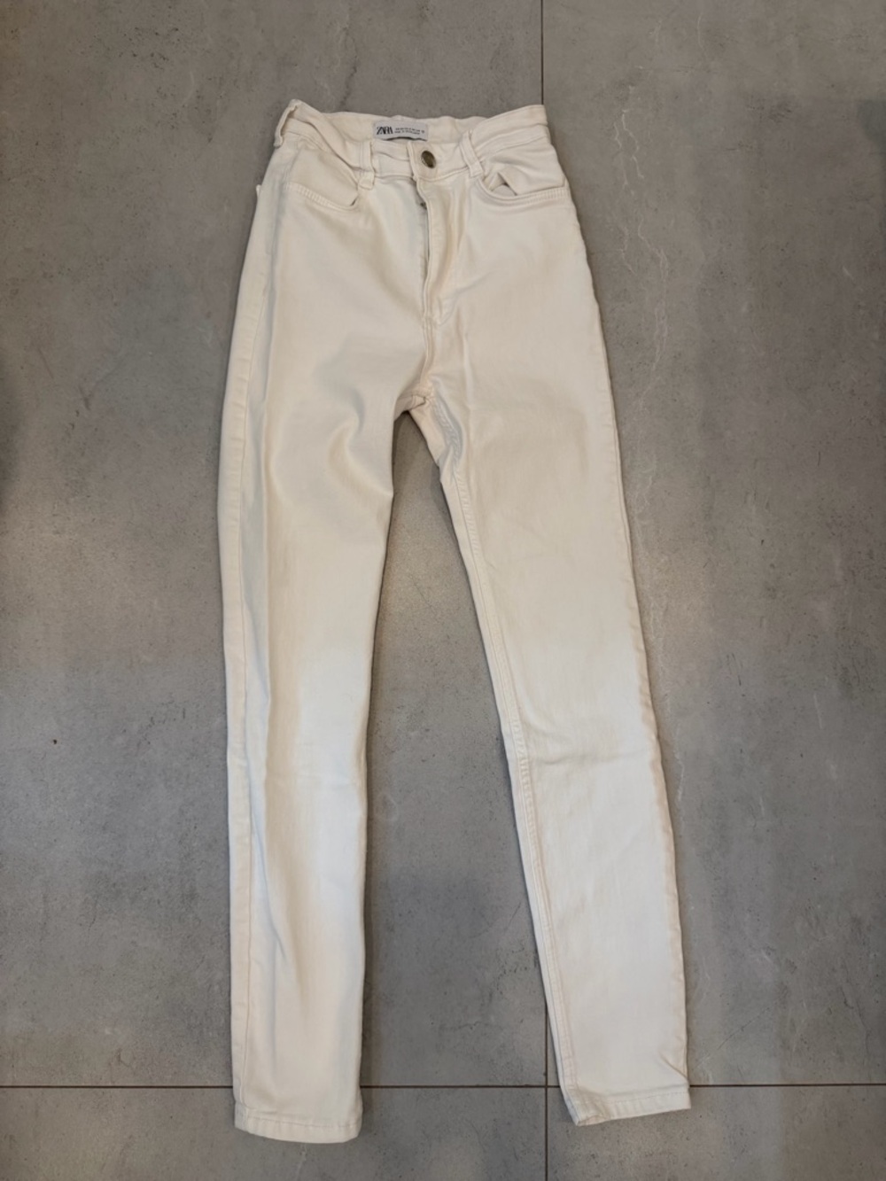 ZARA White High Waisted Skinny Jeans Size 2 EU 34 Stretch Denim